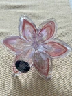 GLASS ART STUDIO MURANO PINK FLOWER LILY 7” ~ITALY~VINTAGE~HAND BLOWN GLASS