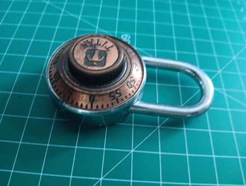 Vintage TITAN Brass/Copper Rotary Dial Combination Safe Pad Lock - Picture 2 of 4