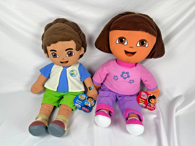 Dora The Explorer & Go Diego Go! Fisher Price Jumbo Plush Stuffed ~24'' - New