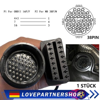 OBD2 OBDII 38Pin auf 16Pin Diagnose Adapter Kabel für Mercedes Benz PKW