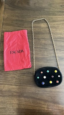 Vintage ESCADA Jeweled Suede Shoulder Handbag Purse 90 s Y2K Rare