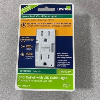 Leviton GFNL1-W GFCI Outlet LED Guide Light 15A White