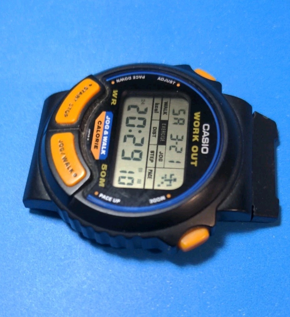 Casio Work Out Watch Rare Vintage Running Man Jog & Walk JC-10 Cal