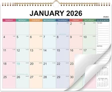 2026 Wall Calendar 18 Month Large 15x12 Twin-Wire Hanging Hook Holidays