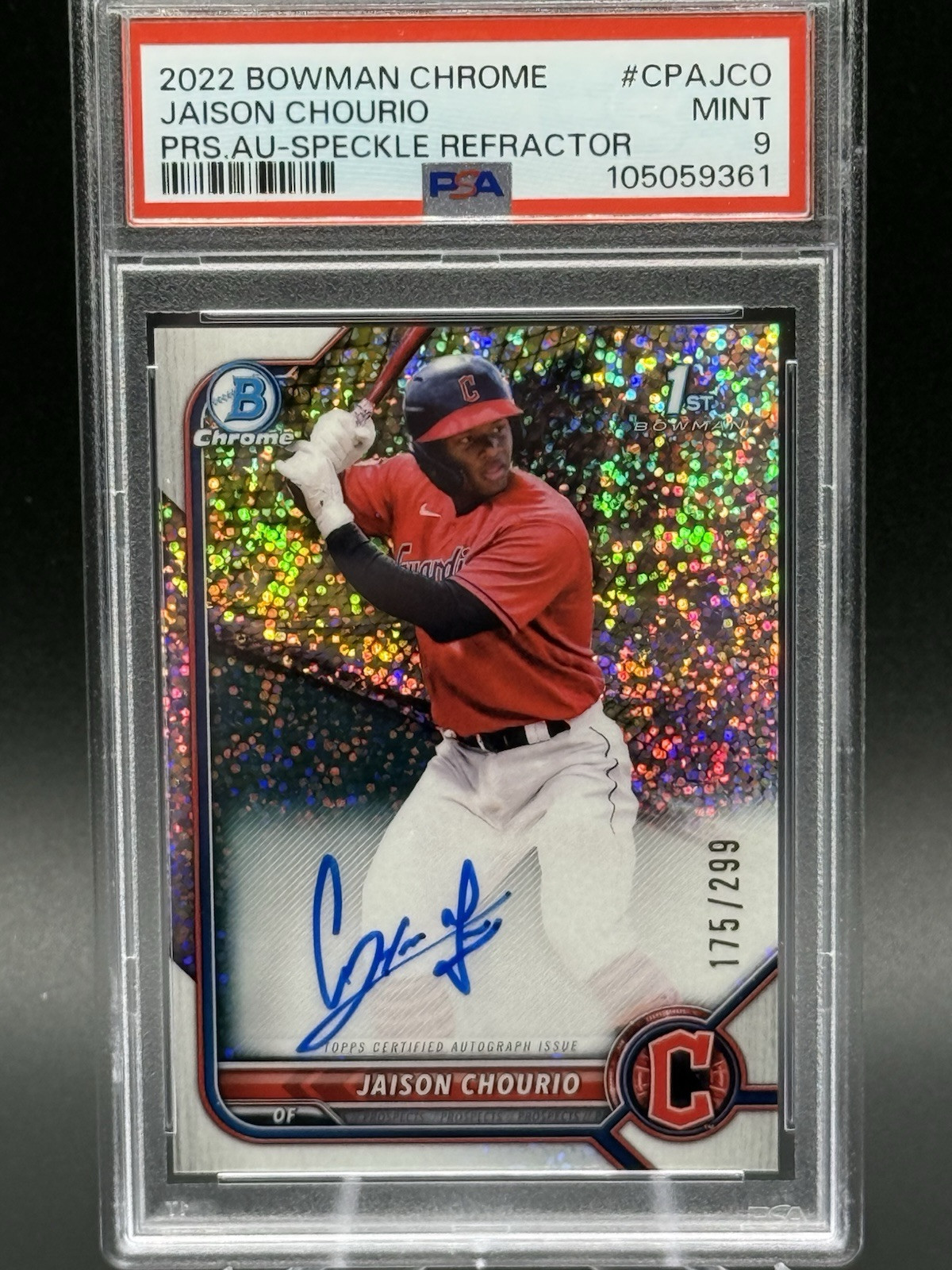 2022 Bowman Chrome JAISON CHOURIO Speckle Refractor Auto /299 PSA 9 Bowman 1st