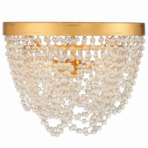 Fiona 13 3/4"W Antique Gold and Glass Beads Ceiling Light - Picture 2 of 7