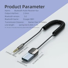 Wireless Bluetooth Receiver AUX 3.5mm Audio Stereo Music Hands Free Car Adapter