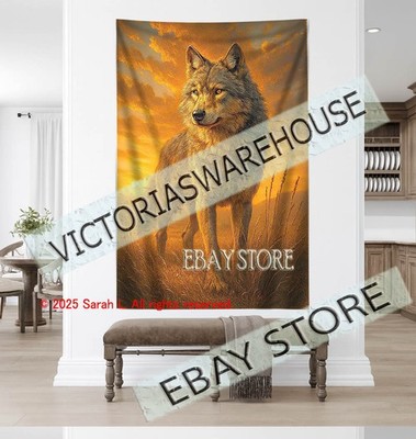 Lone Wolf Tapestry Nature Spirit Decor wildland 59X82 in