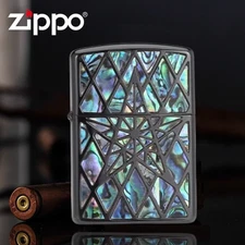 Armor Natural Black Shell Inlay Star Both Sides Design BK Zippo Lighter  US