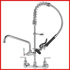 Kwode Commercial Kitchen Faucet Pre Rinse Sprayer 8 Inch Center Wall Mount Sink