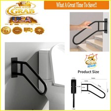 Black U-Shape Outdoor Indoor Stair Handrail Support 500lb