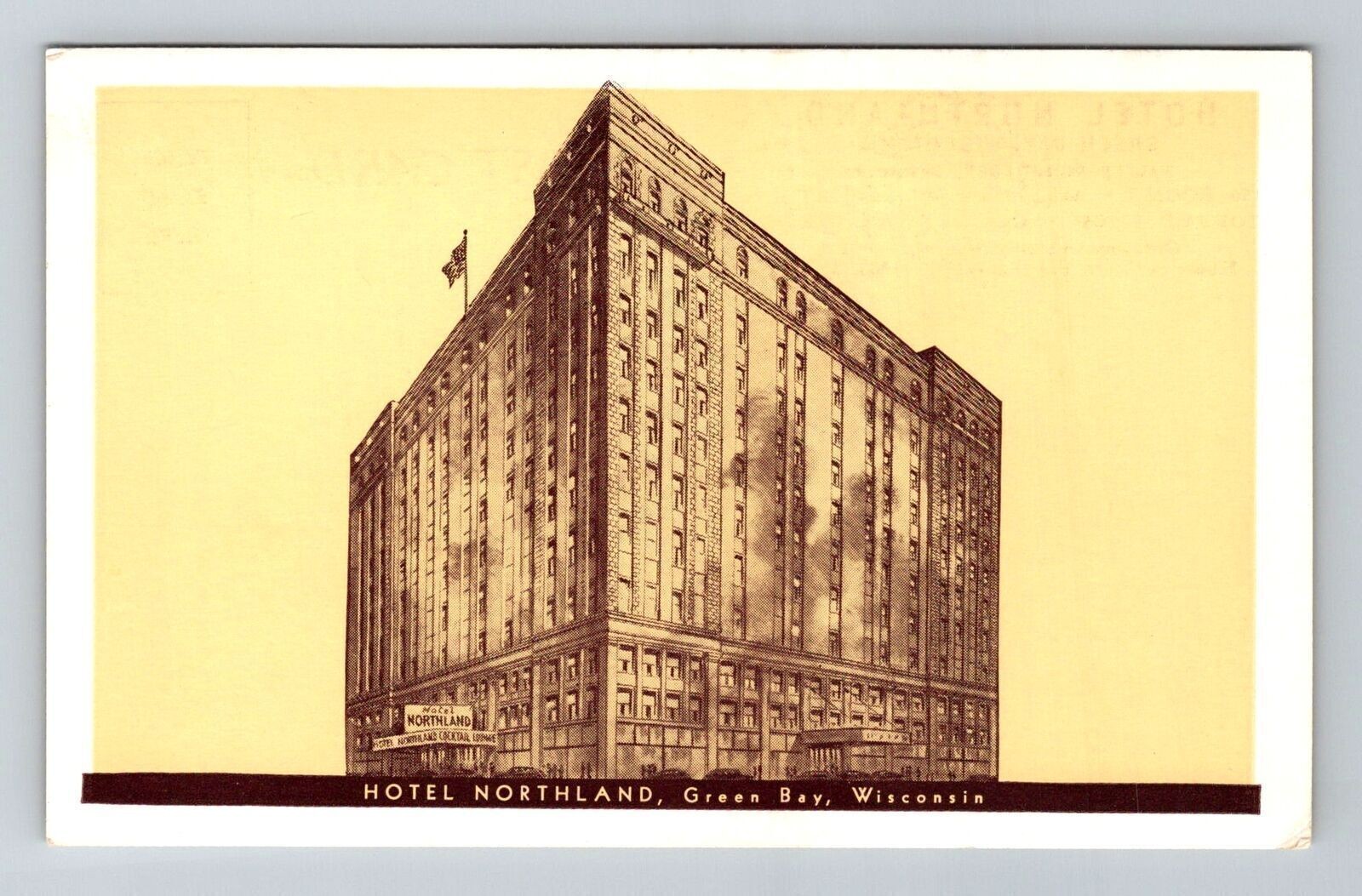 Green Bay WI-Wisconsin, Hotel Northland, Advertising, Vintage Postcard