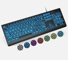 SABLUTE Large Print Backlit Keyboard, Wired USB Lighted Computer Keyboards