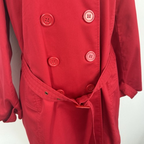 JM Collection Women’s Size Petite Large Red Trench Coat Pockets Lined - Picture 3 of 10