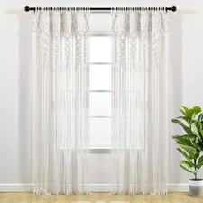 Boho Macrame Textured Cotton Window Curtain Single Panel