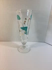 Vintage Mid Century Modern Champagne/Pilsner Drinking Glass Atomic Teal Gold
