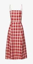NWOT REFORMATION 100% Linen Christen Gingham Midi Dress Fit & Flare Summer sz 4
