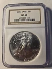 2002 American Silver Eagle NGC MS69 Brown Label -Blast White Gem!
