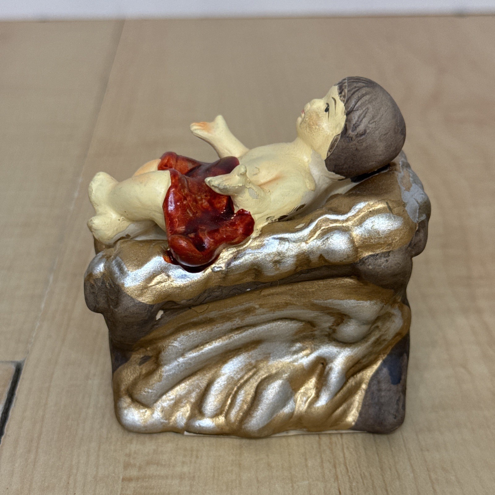 Porcelain Baby Jesus in Manger Greenbrier Nativity Christmas Figure 3.5"