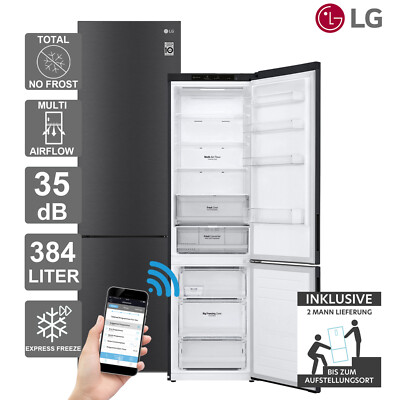 LG Kühl-Gefrierkombination 384 L Matte Black TotalNoFrost Serie 6 GBP62MCNBC 2ML