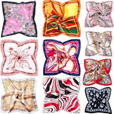 10 PCS Mixed Set Scarf 20 inch x 20 inch,Fashion Square Satin Neck Scarf Head