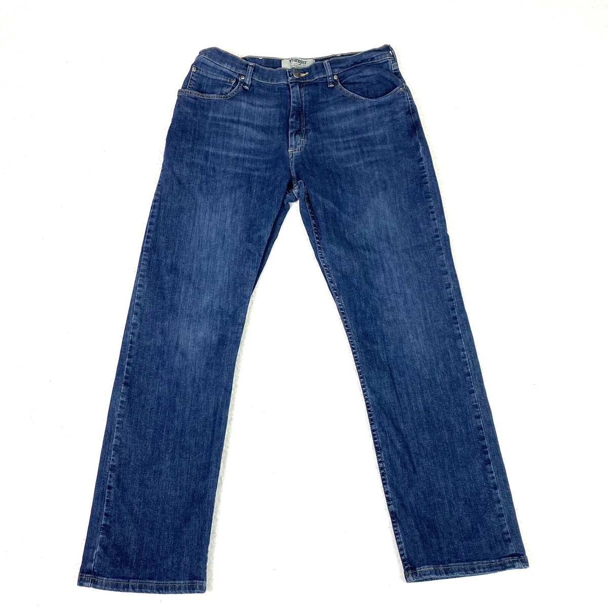 Wrangler Authentics Mens 34x30 Relaxed Straight Denim Blue Jeans