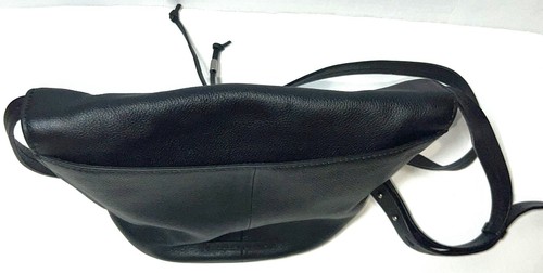 Lucky Brand Black Leather Flap Adj Crossbody Hobo Shoulder Bag Handbag Purse - Picture 6 of 13