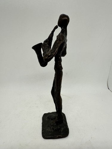 Abstraktes Bronze Saxophon Musiker 9" Figur Skulptur Brutalist MCM - Bild 7 von 9