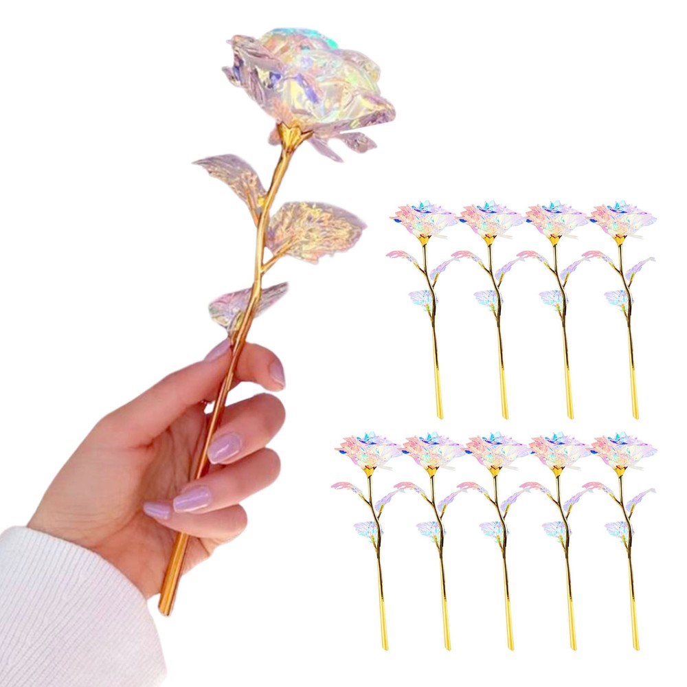 10pcs 24K Gold Plated Galaxy Rose Artificial Forever Rose Flower Romantic Gifts