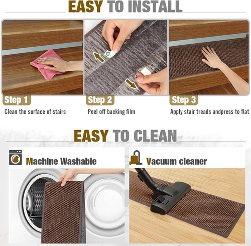 Machine Washable Non-Slip Stair Treads - Extra Wide 9" x 36" for Easy Care - Picture 7 of 10