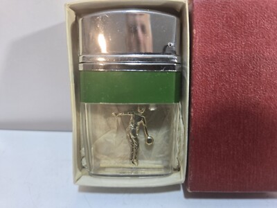 NOS Vintage Continental See Thru Vu Golfing Golfer Lighter Japan Original Box 