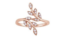 0.15Ct Round Cut Cubic Zirconia Women's Leaf Ring in 14k Rose Gold Silver Plated