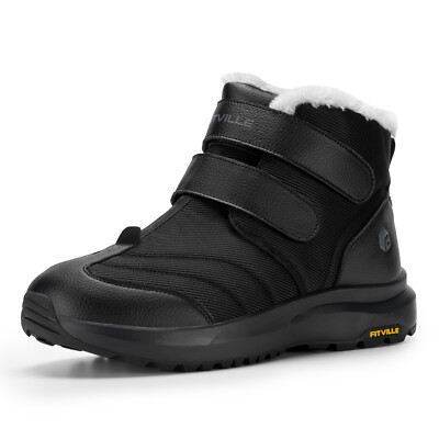 Men\'s Extra Wide Winter Boots Fur Lined Snow Boots Waterproof Amazon.com | FitVille Wide Width Mens Winter Boots Fur Lined  main image 2