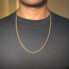 22” 5MM Thick Gold Twisted Rope Link Chain Necklace, Waterproof, Brand New