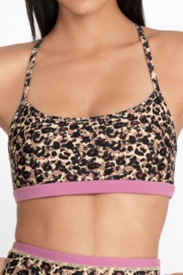 Calme By Johnny Was Endurance Crossback II Womens Brown Sports Bra Sz M
