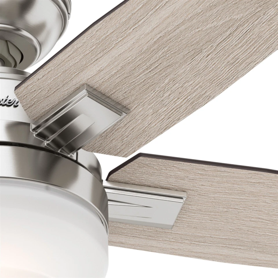 Ventilador Hunter 52 pulgadas contemporáneo níquel cepillado ventilador de techo con control remoto y luz Foto 4 de 4