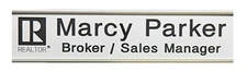 Personalized Brushed SILVER Office Desk Name Plates 2 x 8 size with Name & Logo