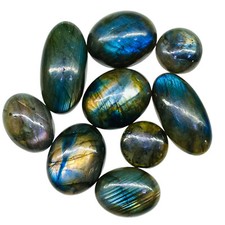 9 Pcs Natural Labradorite 15-30mm Mix Flashy Loose Untreated Cabochon Gemstones