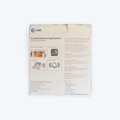 AT&T CL4940 Corded Senior Loud Speakerphone Answering System LG Display Landline - Zdjęcie 2 z 8