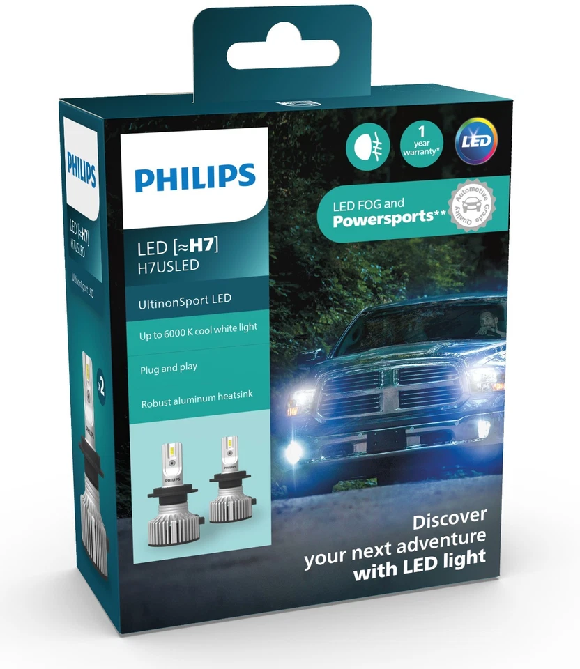 Philips UltinonSport LED White 6000K H7 Two Bulbs Headlight Low Beam Replace EO - Image 2 of 4