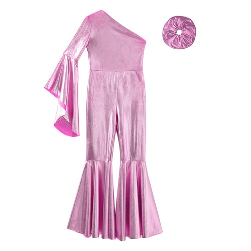 Kids Girls Romper Bell-Bottom Outfit Sparkle Jumpsuit Party Bodysuit Shiny Set - Picture 30 of 64