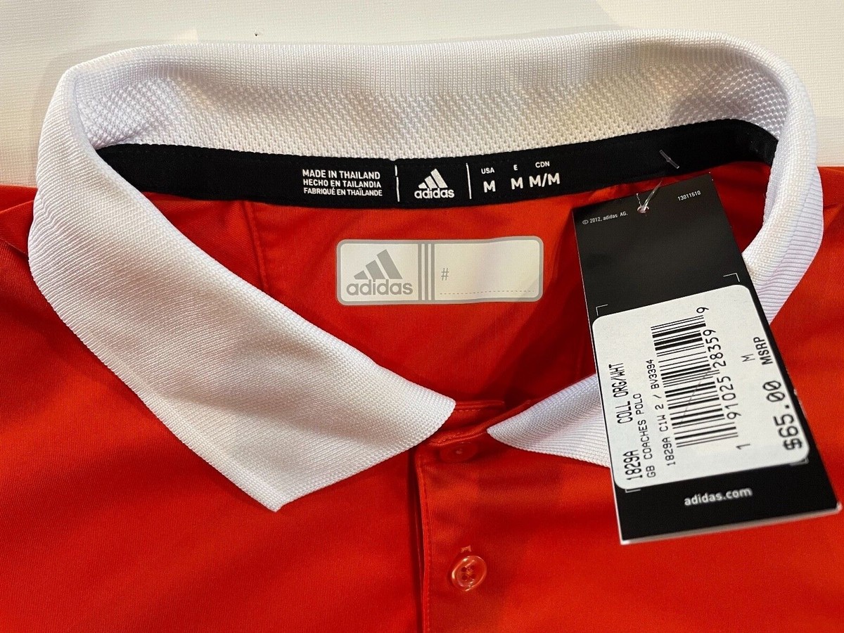 Adidas Mens Game Built Coaches Polo Orange / White 1829A Adidas Mens Game Built Coaches Polo Orange / White 1829A