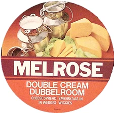 Vintage Melrose DOUBLE CREAM DUBBELROOM CHEESE SPREAD WEDGES 4" Label Dutch