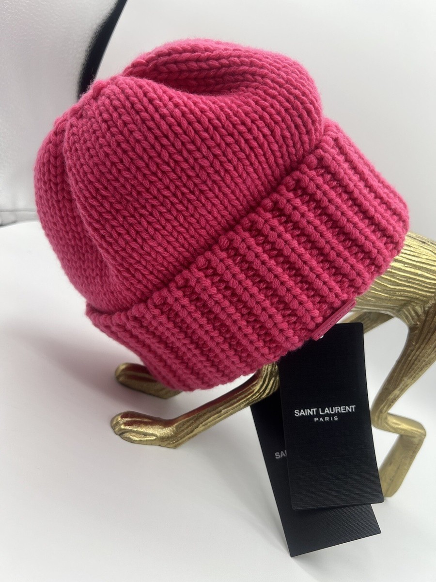 SAINT LAURENT サンローラン ビーニー ピンクニット帽 イブサン