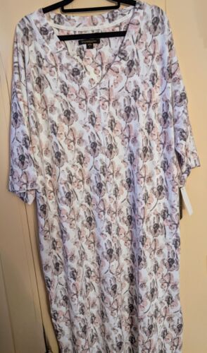 Donna Karan Nightgown Women's SZ L Long Short Sleeve Floral NWT Super Soft Comfy