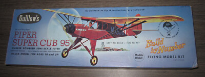 NOS Guillow's 20'' wing span Piper Super Cub 95 Build by Number Model Kit # 602