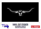 <!--F#f_0-->Small WHITE Longhorn Vinyl Cut Decal Sticker B&S Ute Country FREE POST 220mm<!--F/-->