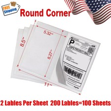 200Pcs Half Sheet Shipping Labels Page 8.5x5.5 Self Adhesive Round 2 Per Sheet