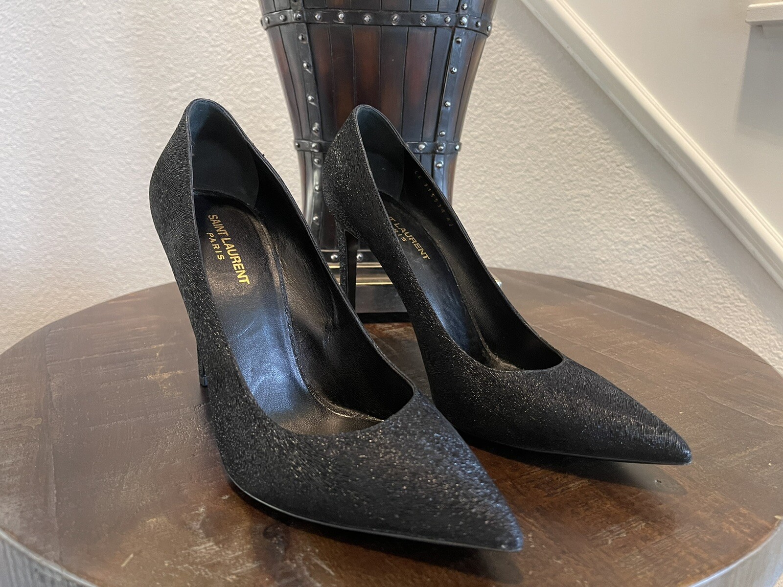 Saint Laurent decolte nere con tacco alto testurizzate taglia 42