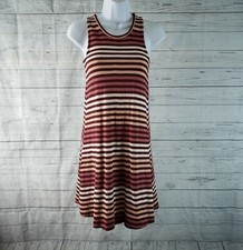Madewell Womens Highpoint Tank Dress in Sulley Stripe Sz 2XS Maroon